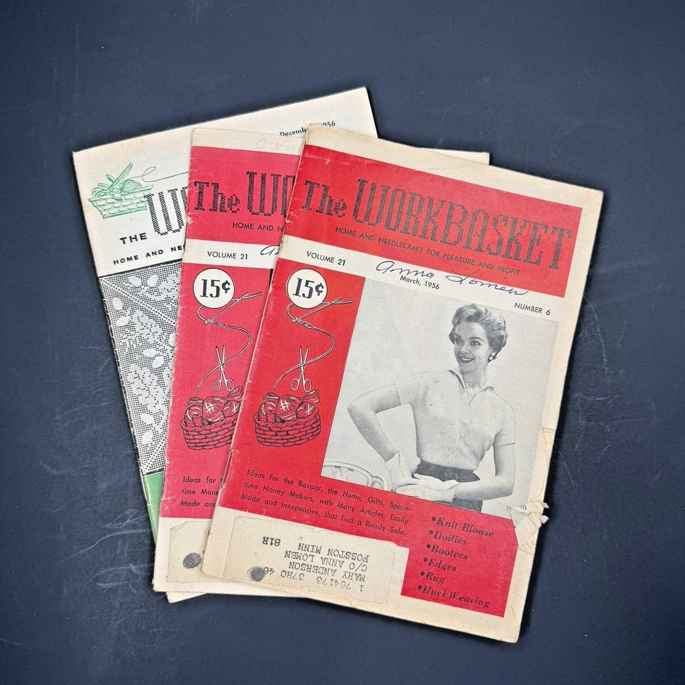 Vintage 1956 The Work Basket Magazine Lot of 3‎ March April December Needlecraft